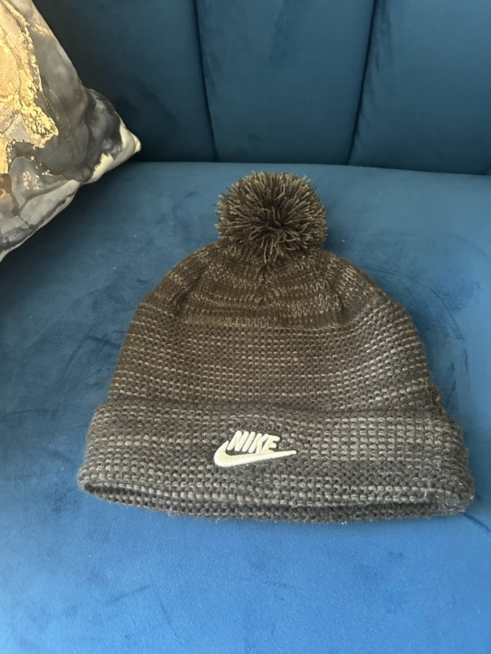 Nike Knit Pom Beanie in Dark Gray